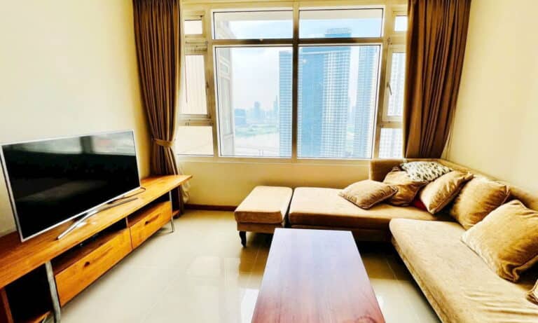 Saigon Pearl tháp Ruby cho thuê 2 phòng ngủ lầu cao đủ nội thất view sông