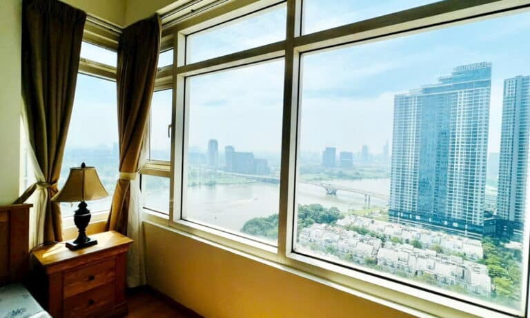 Saigon Pearl tháp Ruby cho thuê 2 phòng ngủ lầu cao đủ nội thất view sông