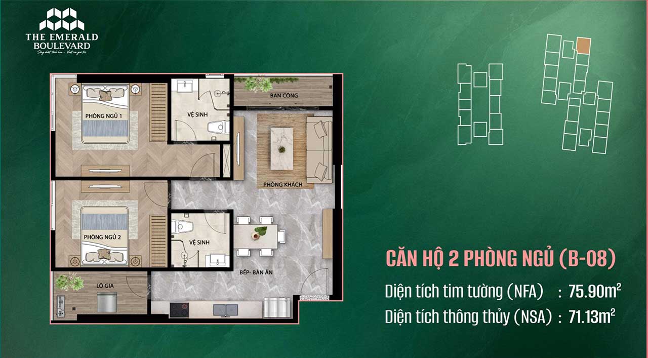 Mặt bằng căn hộ The Emerald Boulevard