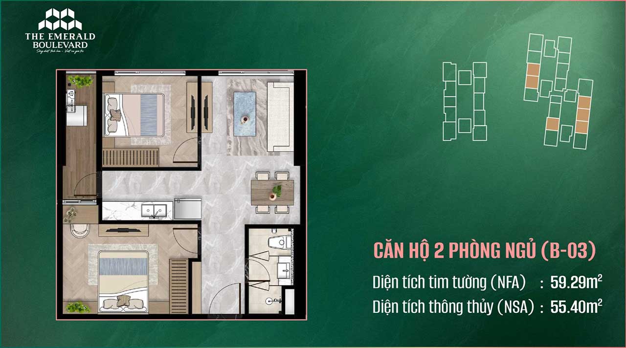 Mặt bằng căn hộ The Emerald Boulevard