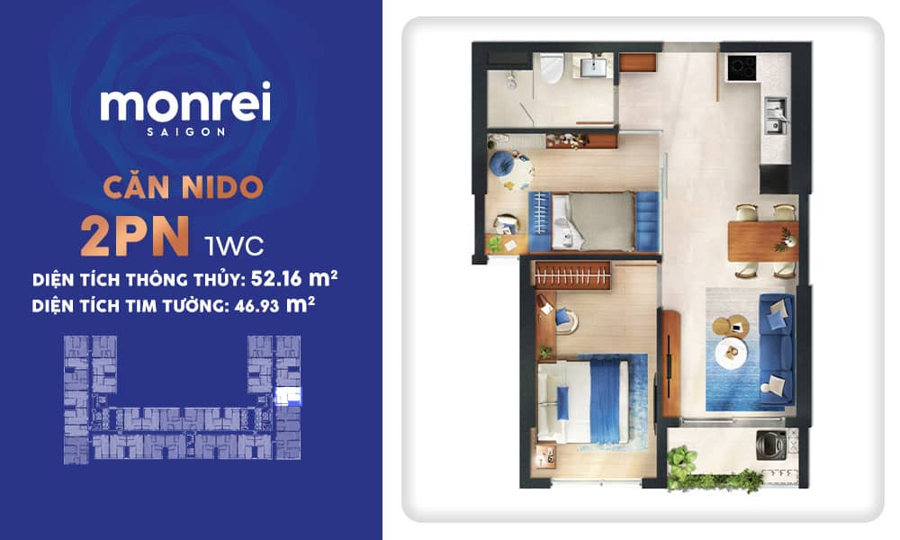 Mặt Bằng Căn Hộ Monrei Saigon Chi Tiết Từng Loại Căn