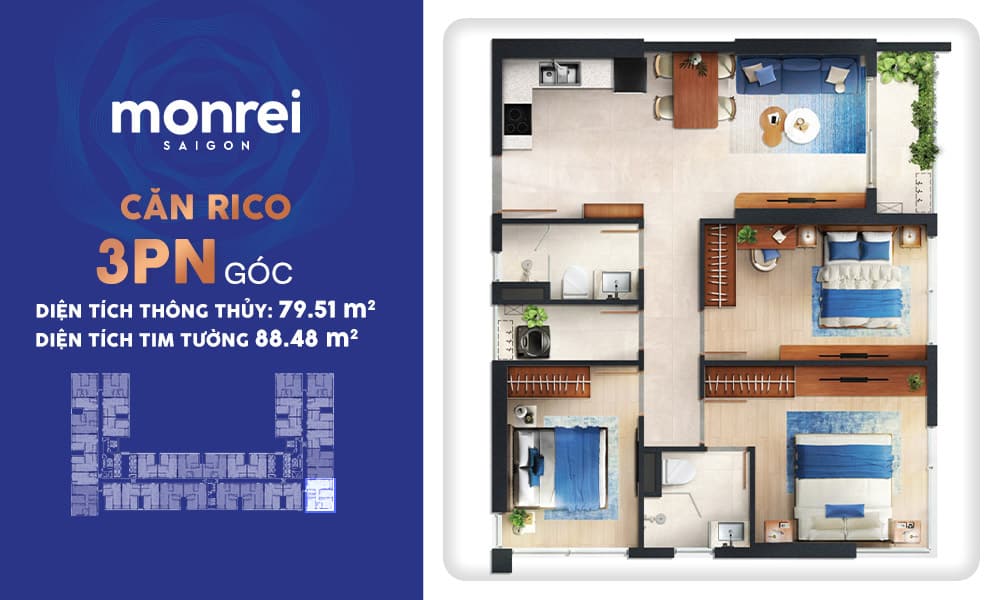 Mặt Bằng Căn Hộ Monrei Saigon Chi Tiết Từng Loại Căn