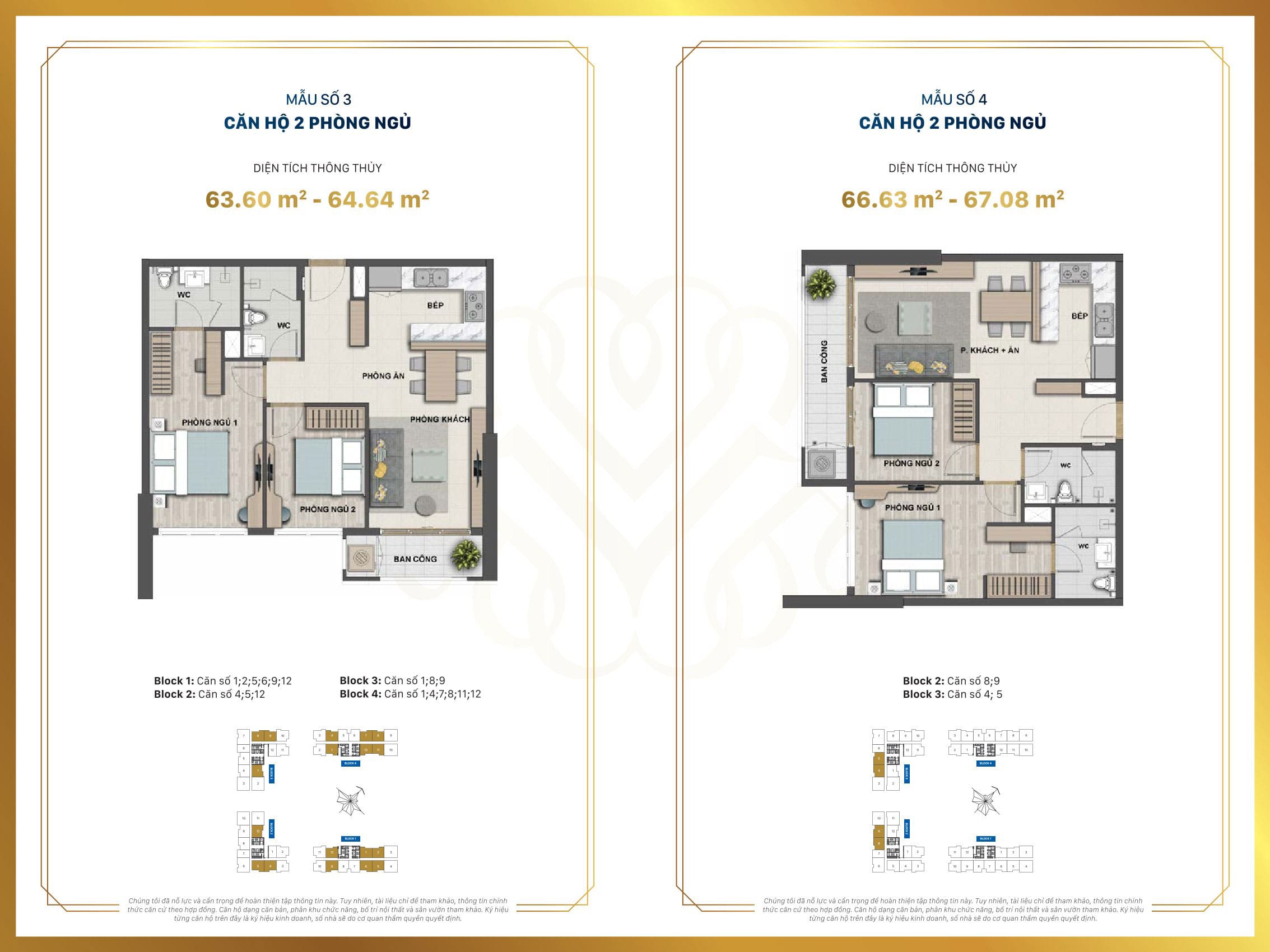 Mặt bằng căn hộ Victoria Village: Layout 1PN–3PN