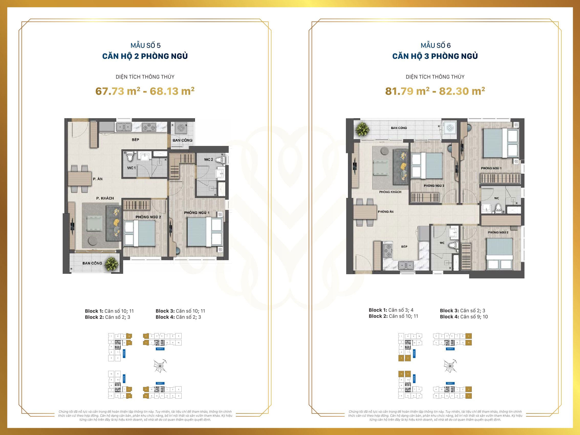 Mặt bằng căn hộ Victoria Village: Layout 1PN–3PN