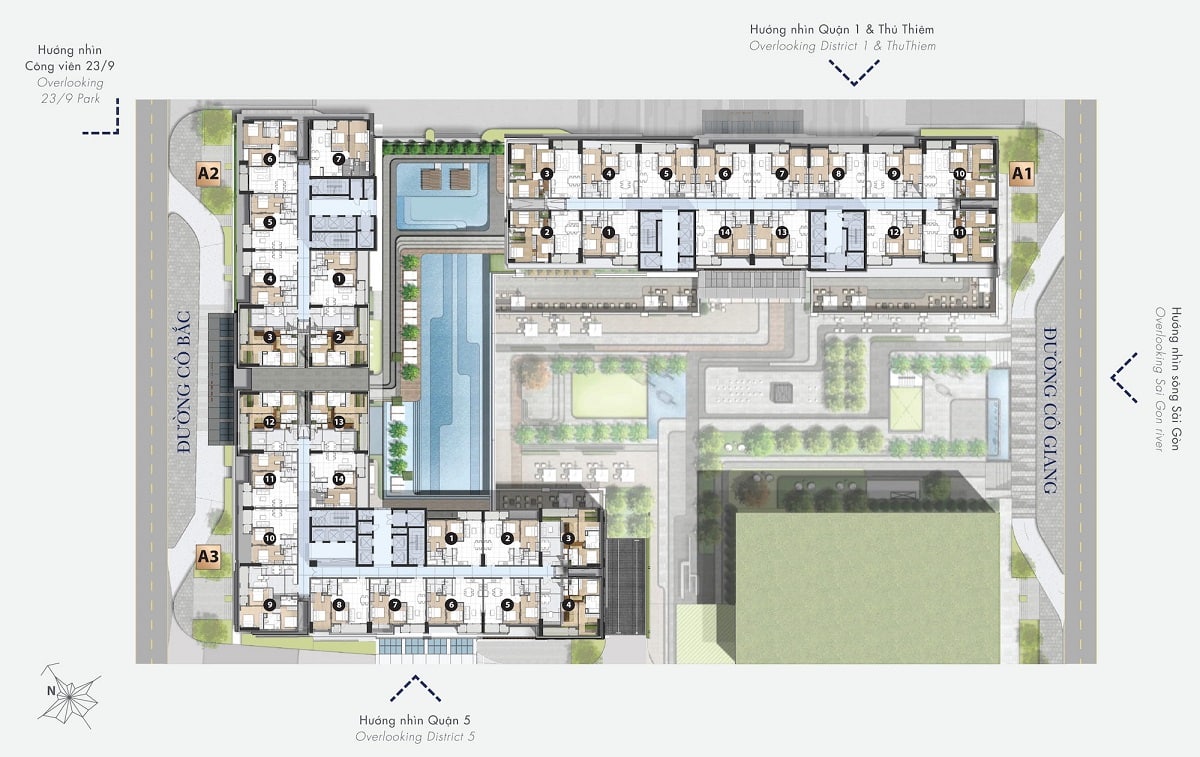 Mặt bằng căn hộ The Grand Manhattan: Thiết kế layout, diện tích