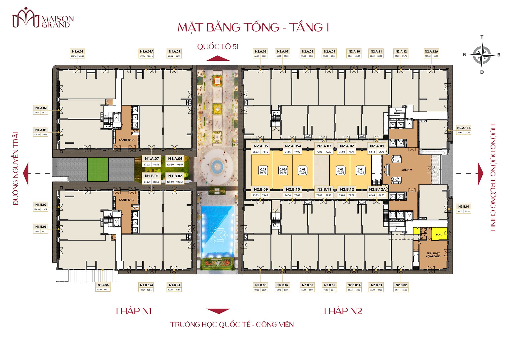 Mặt bằng căn hộ Maison Grand: Thiết kế layout và diện tích