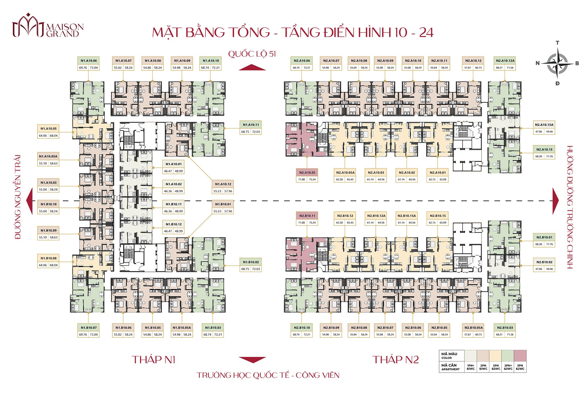 Mặt bằng căn hộ Maison Grand: Thiết kế layout và diện tích