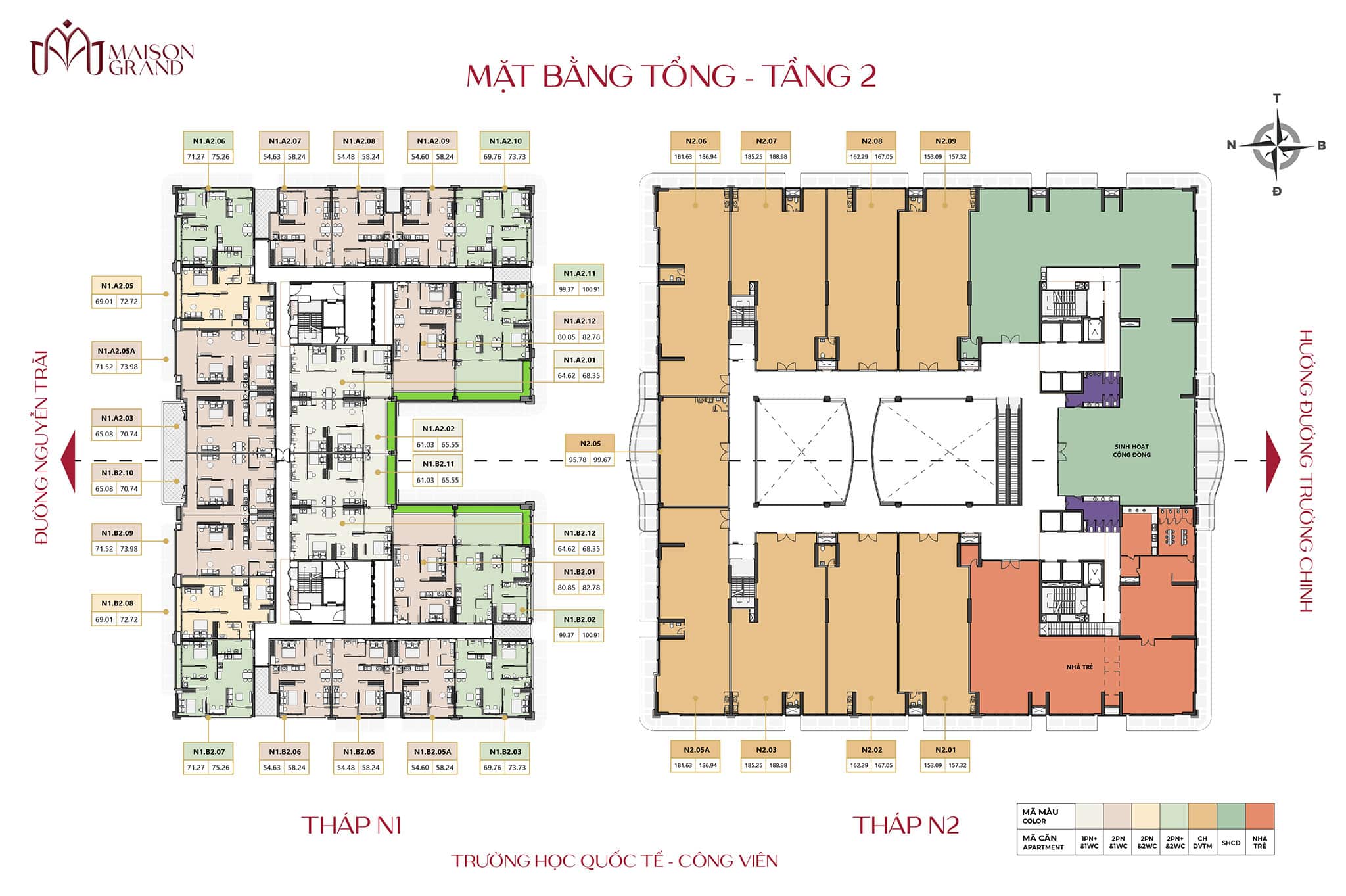 Mặt bằng căn hộ Maison Grand: Thiết kế layout và diện tích