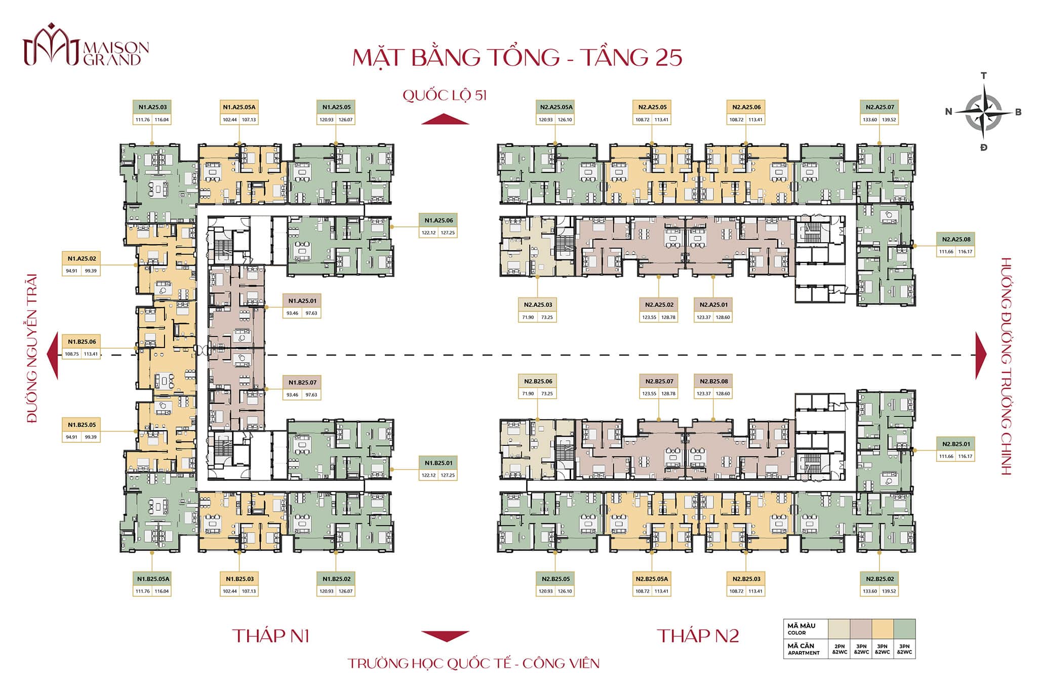 Mặt bằng căn hộ Maison Grand: Thiết kế layout và diện tích