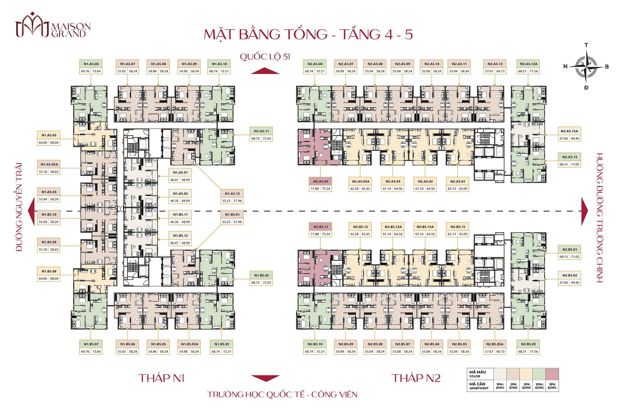 Mặt bằng căn hộ Maison Grand: Thiết kế layout và diện tích