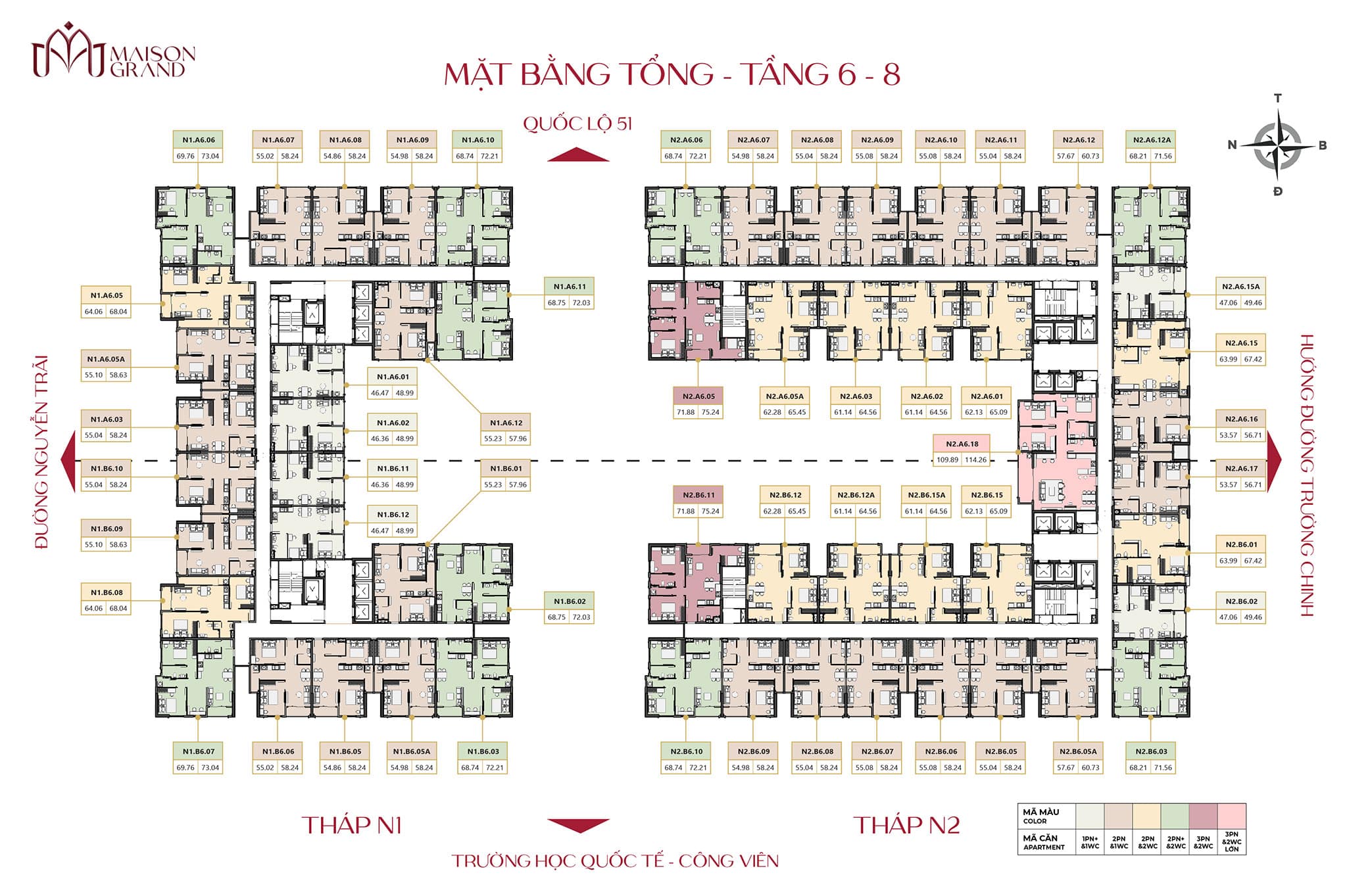 Mặt bằng căn hộ Maison Grand: Thiết kế layout và diện tích