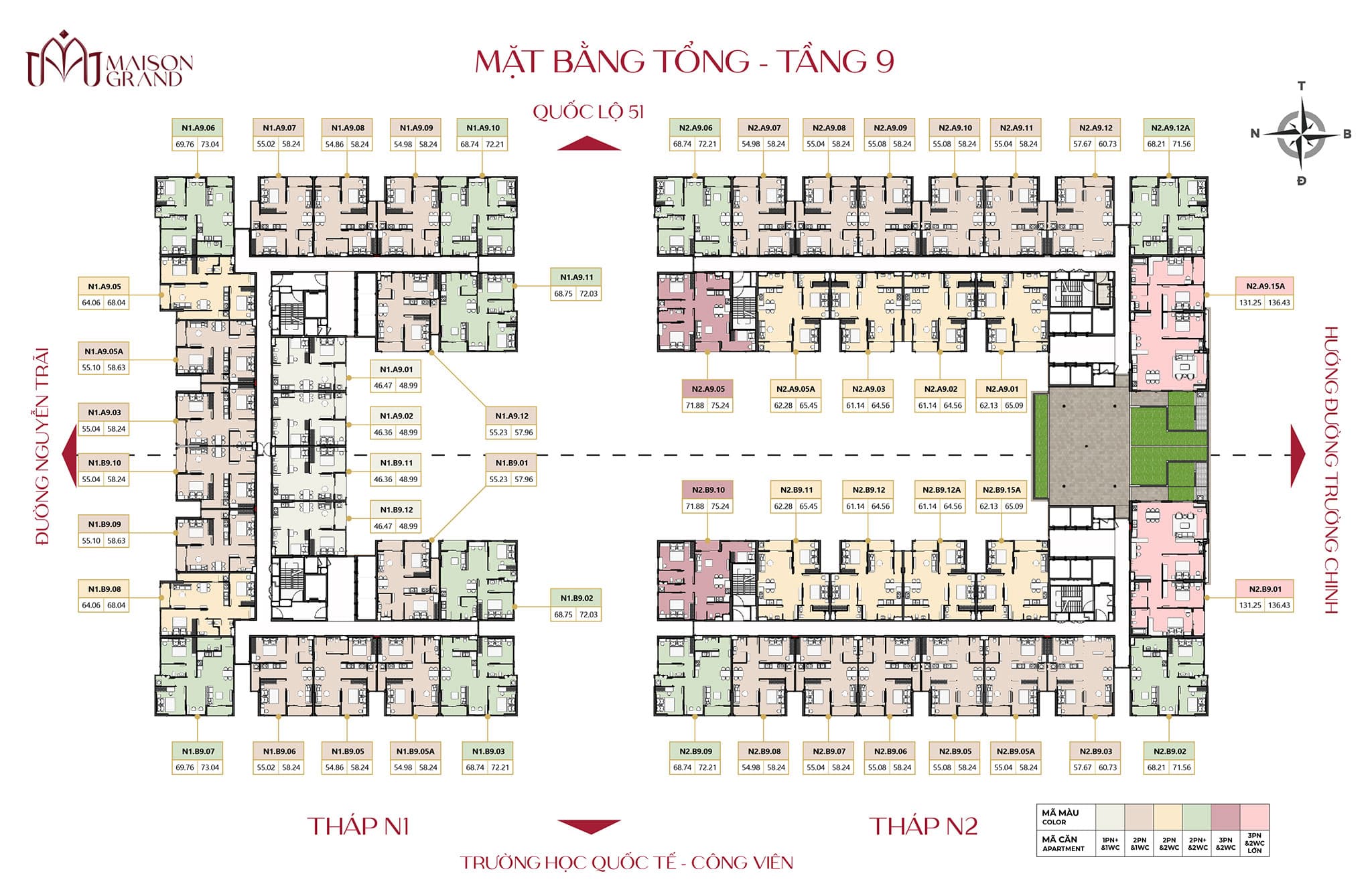 Mặt bằng căn hộ Maison Grand: Thiết kế layout và diện tích