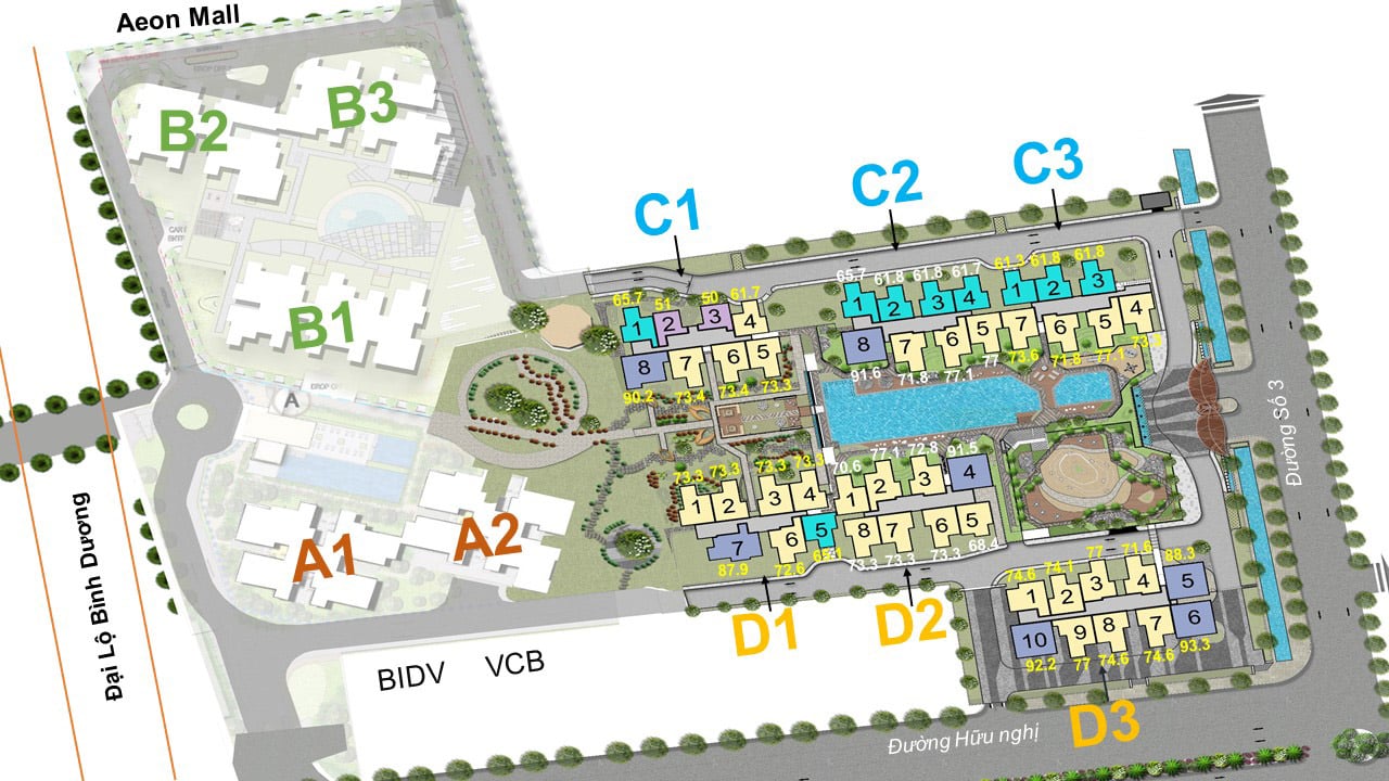 Mặt bằng căn hộ The Habitat Bình Dương: Layout và diện tích