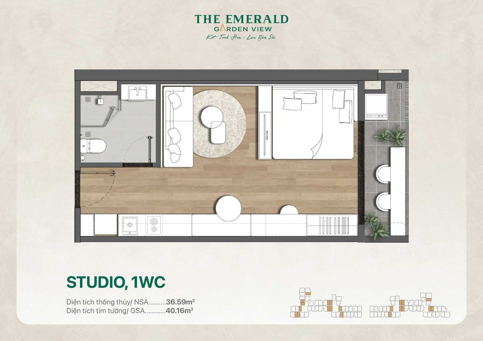 Mặt bằng căn hộ The Emerald Garden View: Layout và diện tích