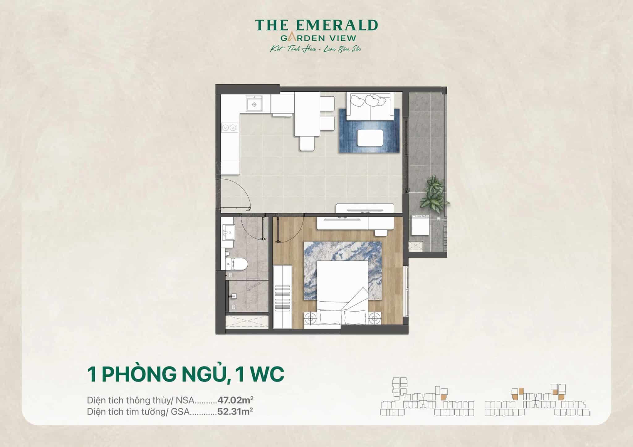 Mặt bằng căn hộ The Emerald Garden View: Layout và diện tích