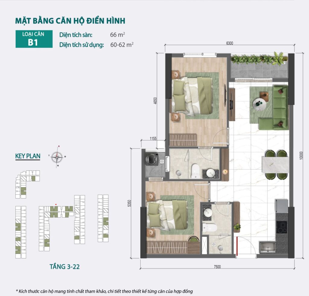 Mặt bằng căn hộ Bcons Central Park
