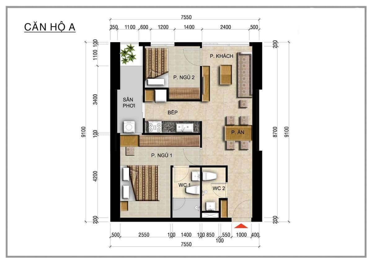 Mặt bằng căn hộ Centana Thủ Thiêm: Thiết kế và diện tích