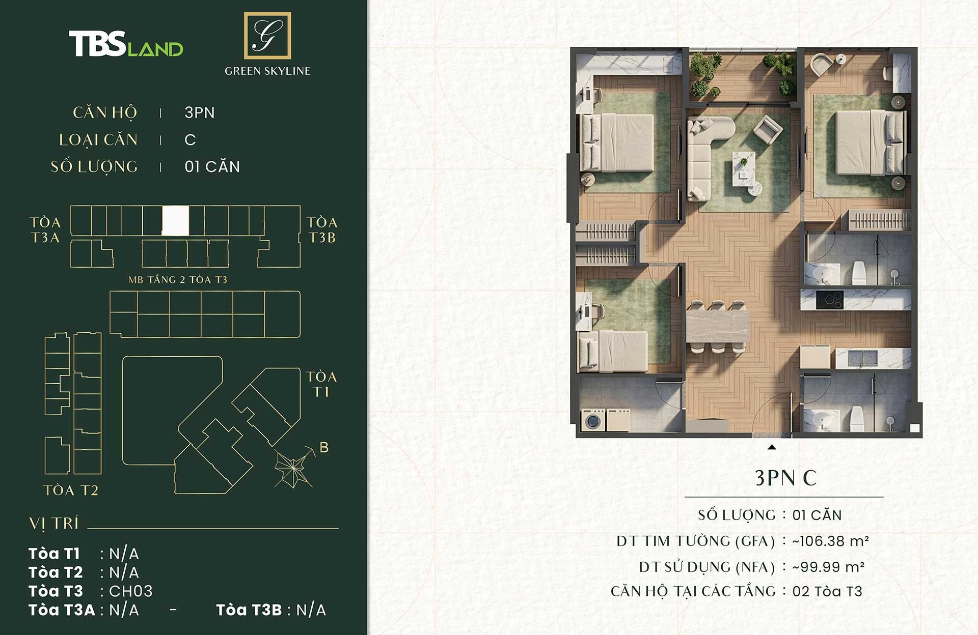 Mặt bằng căn hộ Green Skyline – Layout và diện tích