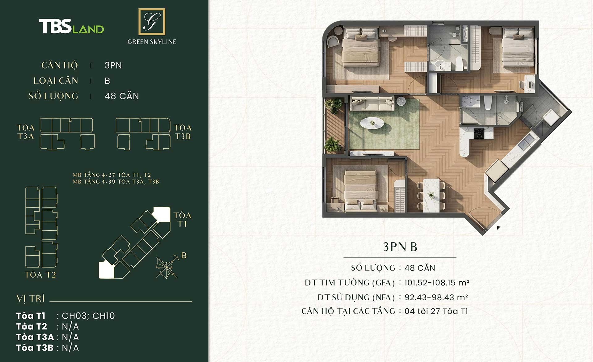 Mặt bằng căn hộ Green Skyline – Layout và diện tích