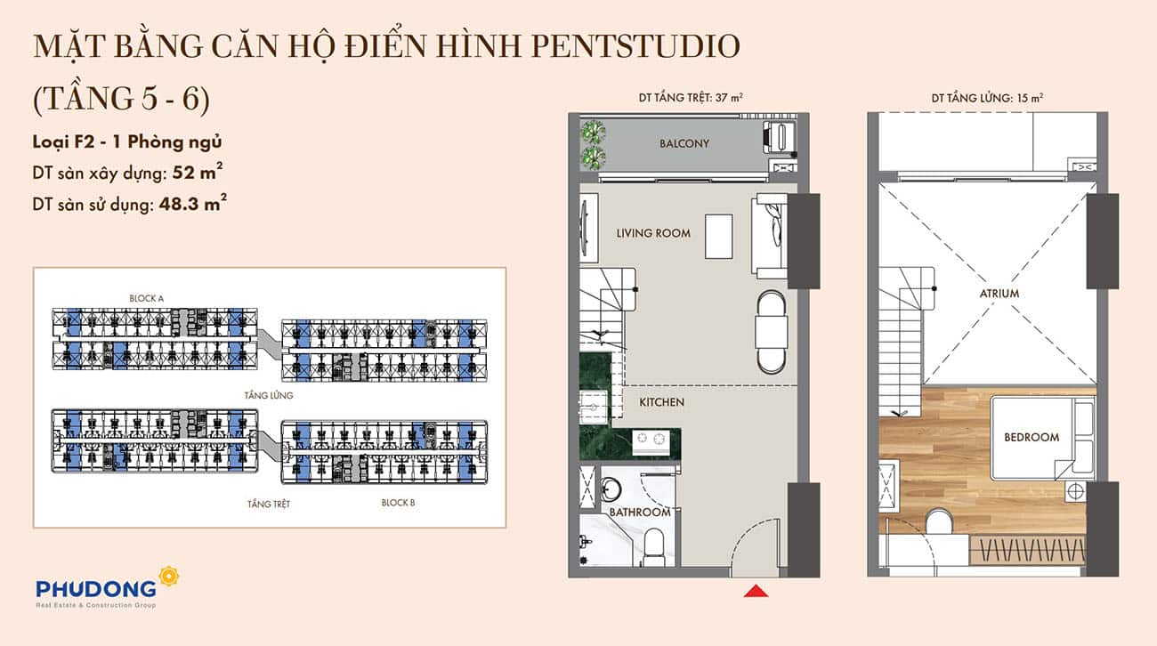 Mặt bằng căn hộ Phú Đông SkyOne: Layout, diện tích chi tiết