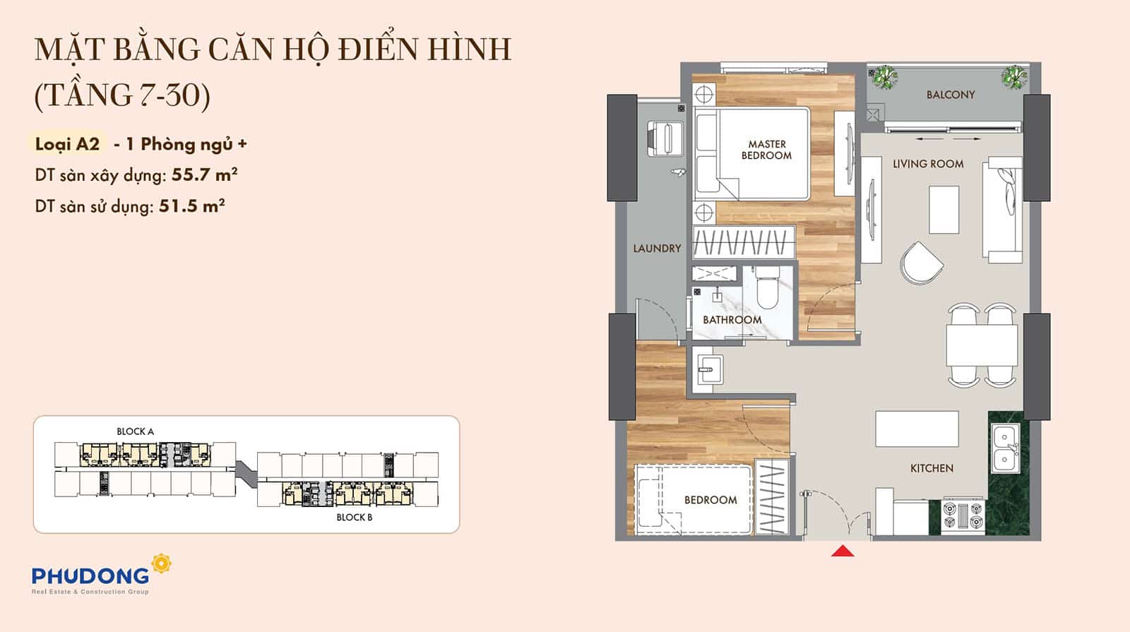 Mặt bằng căn hộ Phú Đông SkyOne: Layout, diện tích chi tiết