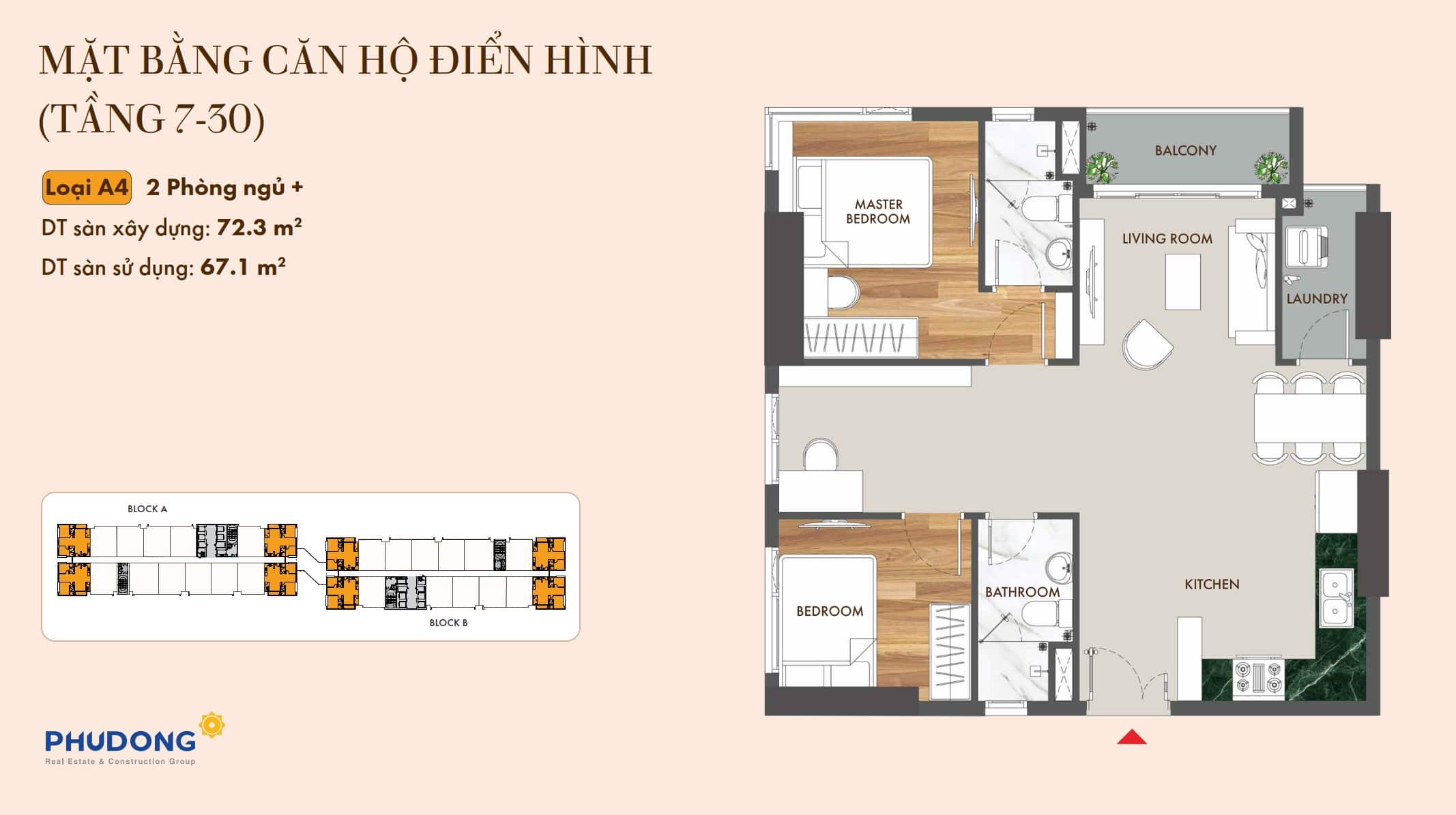 Mặt bằng căn hộ Phú Đông SkyOne: Layout, diện tích chi tiết