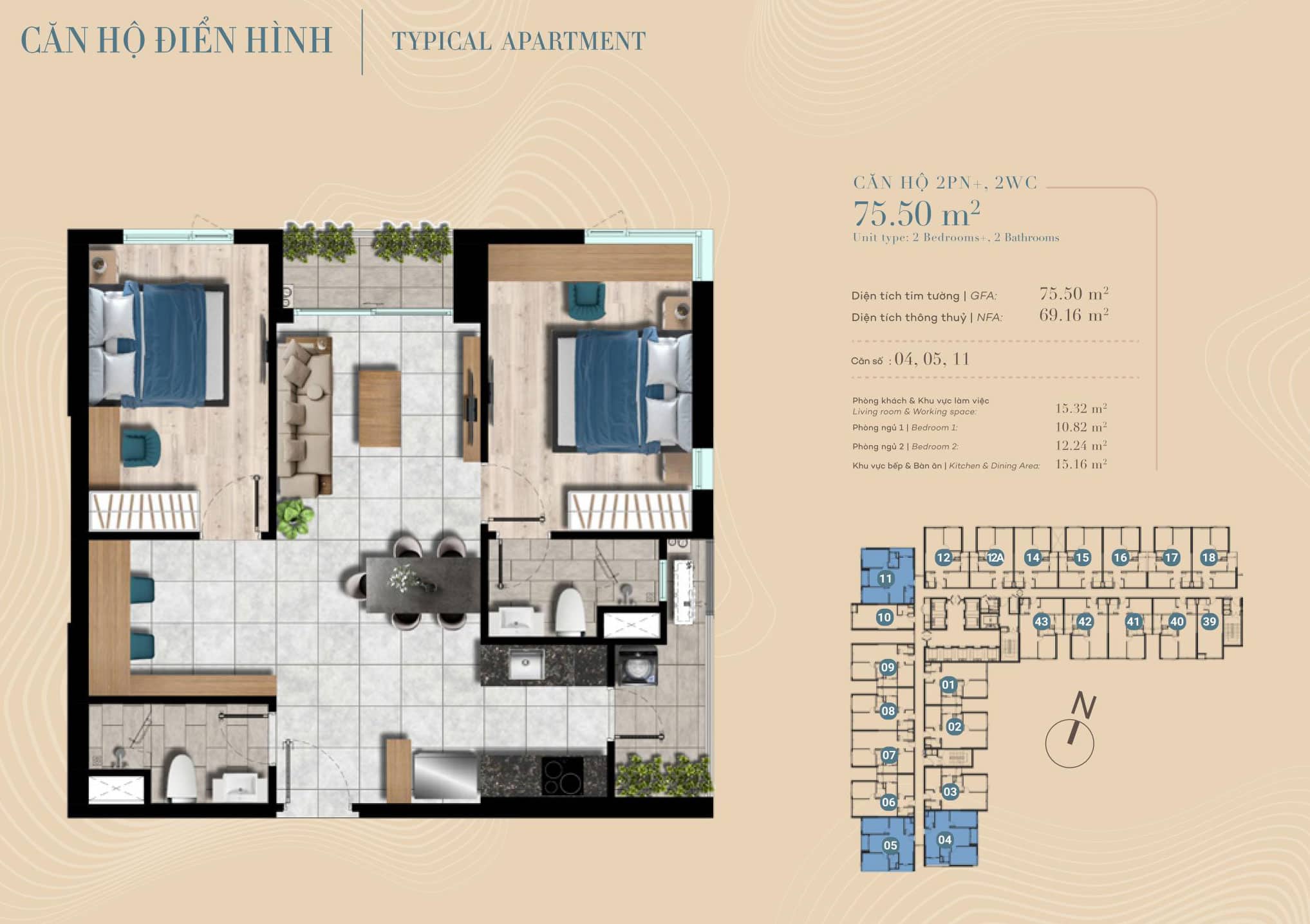 Mặt bằng căn hộ The Gió Riverside: Layout các loại căn hộ