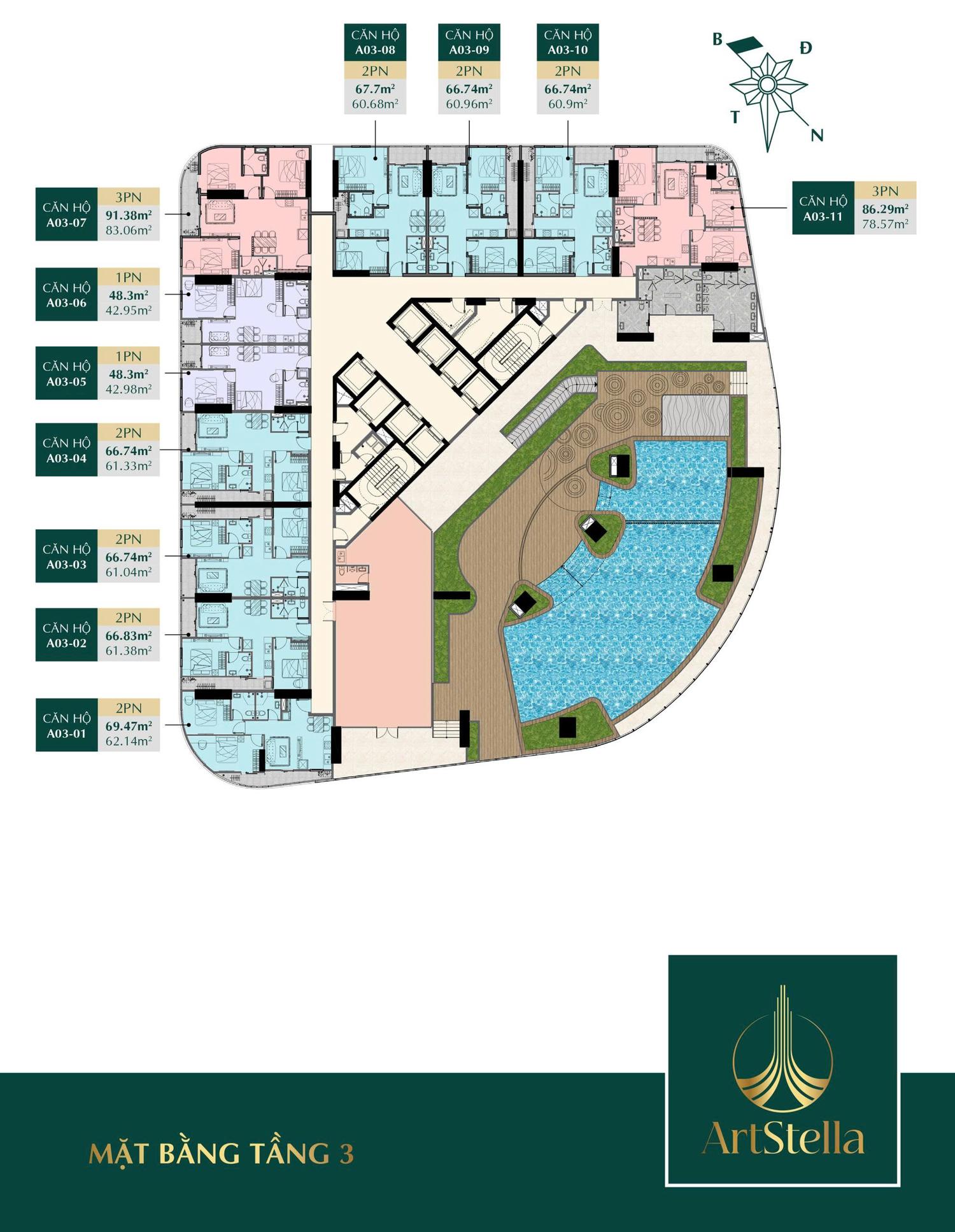 Mặt bằng căn hộ Art Stella và thiết kế layout chi tiết