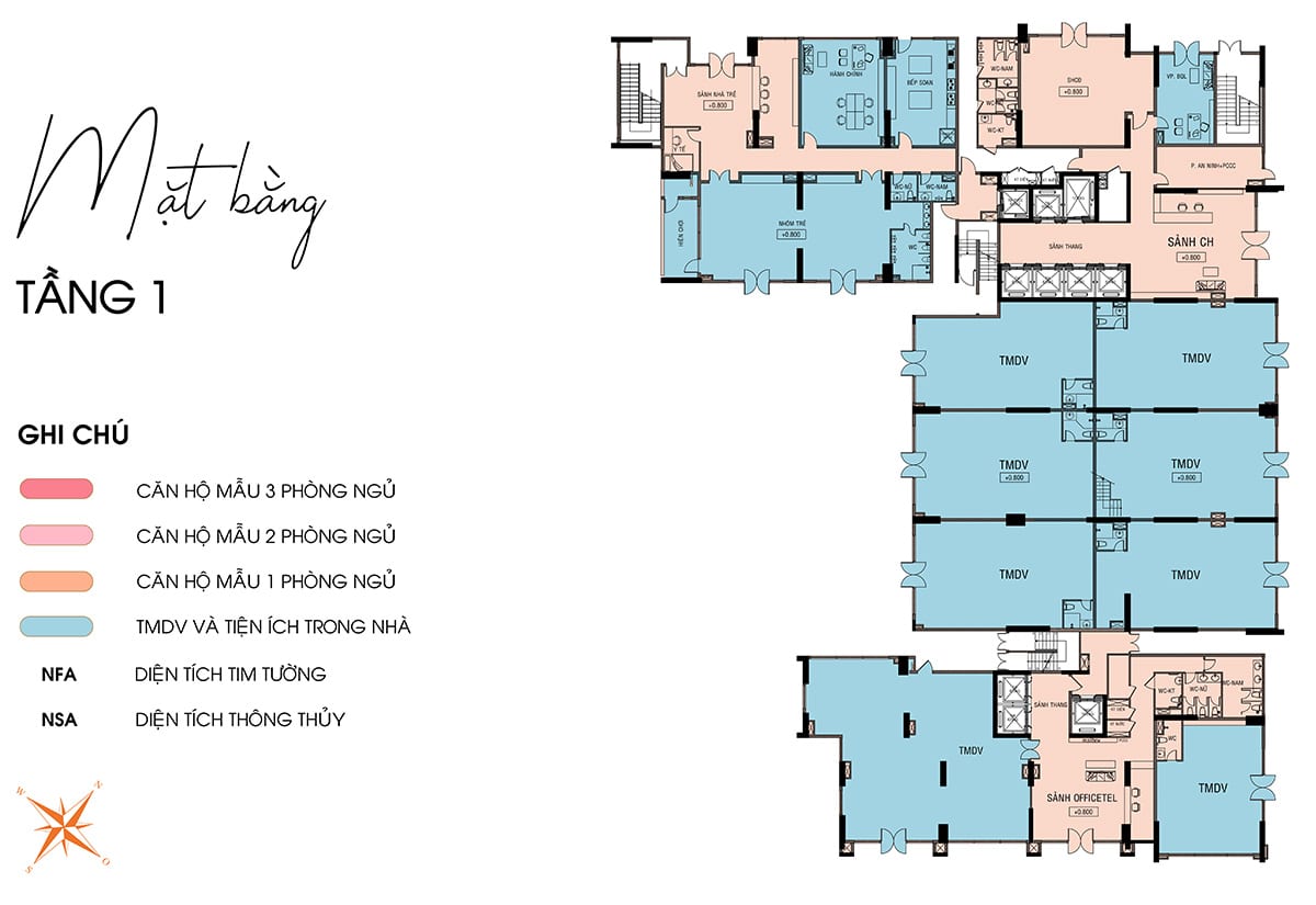 Mặt bằng căn hộ Ava Center: Layout 1-3PN