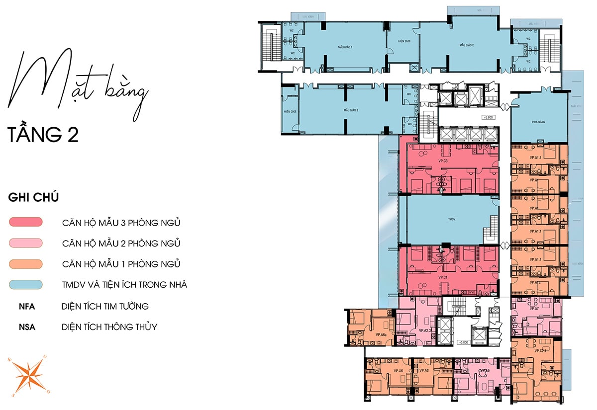 Mặt bằng căn hộ Ava Center: Layout 1-3PN