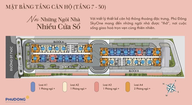 Mặt bằng căn hộ Phú Đông SkyOne: Layout, diện tích chi tiết