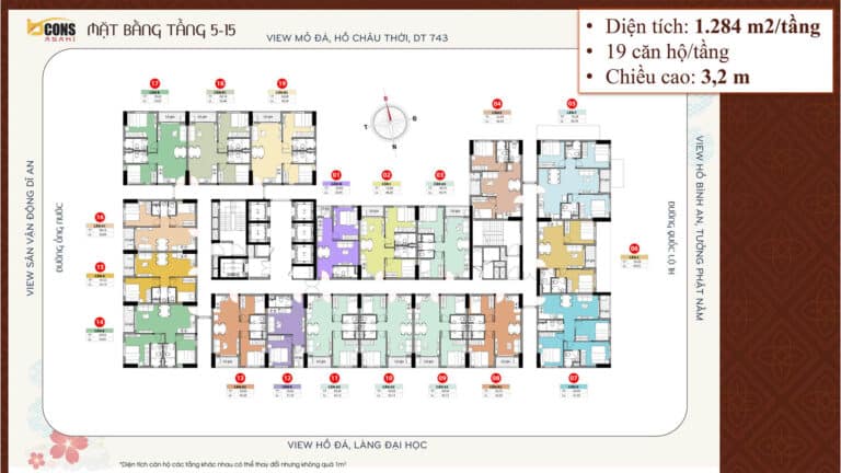 Mặt bằng căn hộ Bcons Asahi & thiết kế từng loại căn
