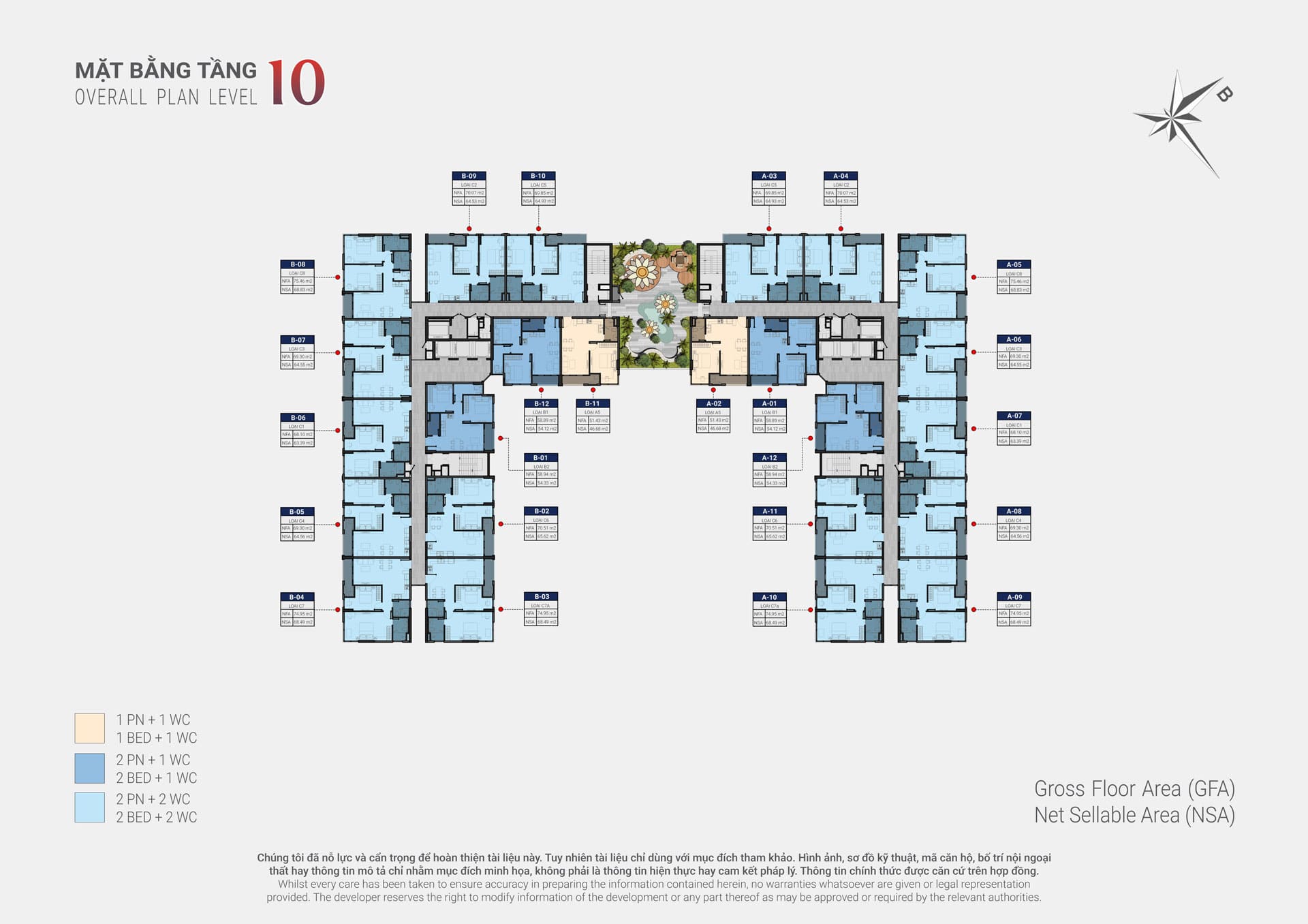Mặt bằng căn hộ Happy One Sora – Layout 1PN, 2PN, 3PN