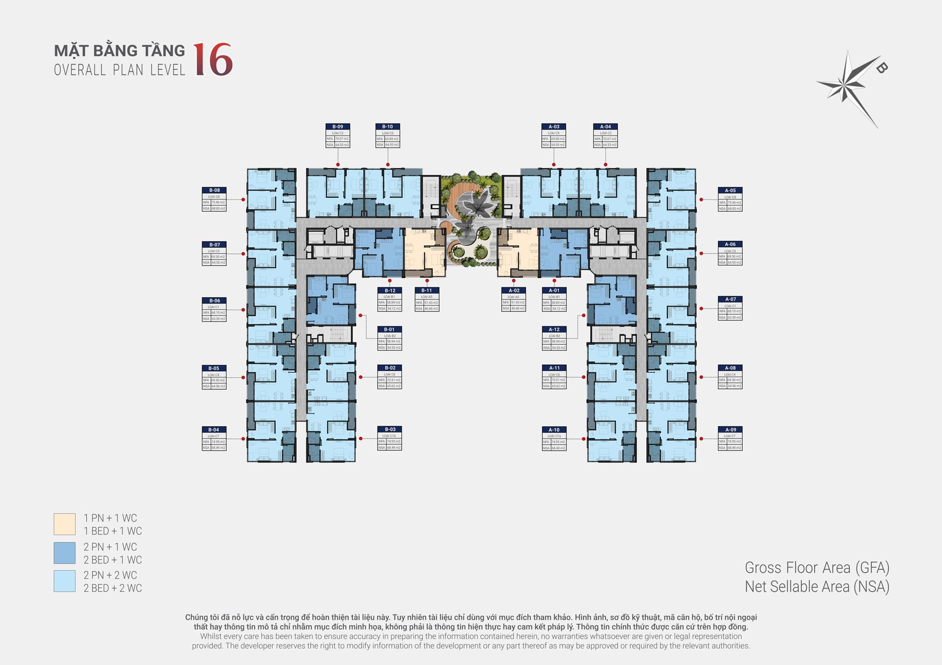 Mặt bằng căn hộ Happy One Sora – Layout 1PN, 2PN, 3PN