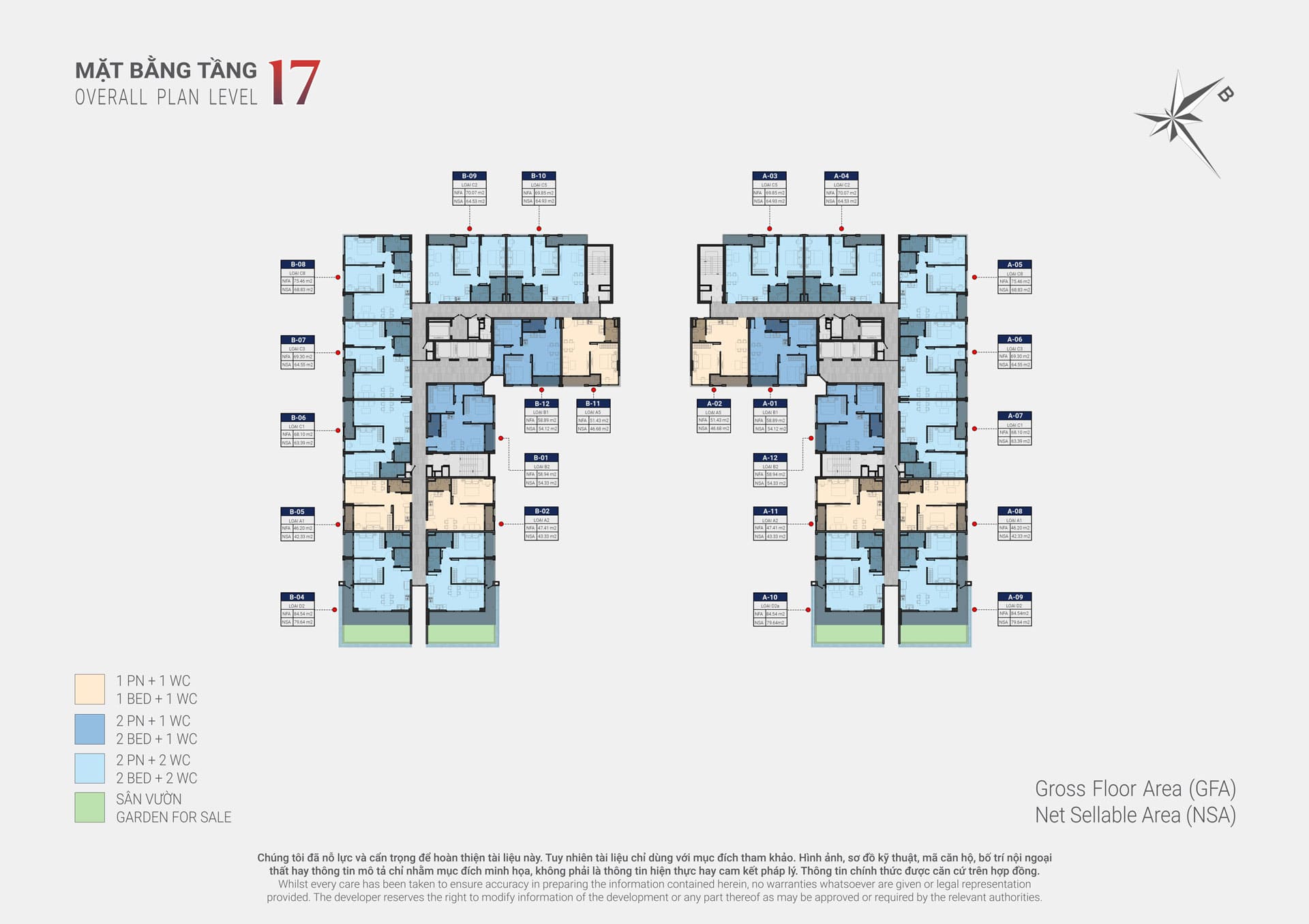 Mặt bằng căn hộ Happy One Sora – Layout 1PN, 2PN, 3PN
