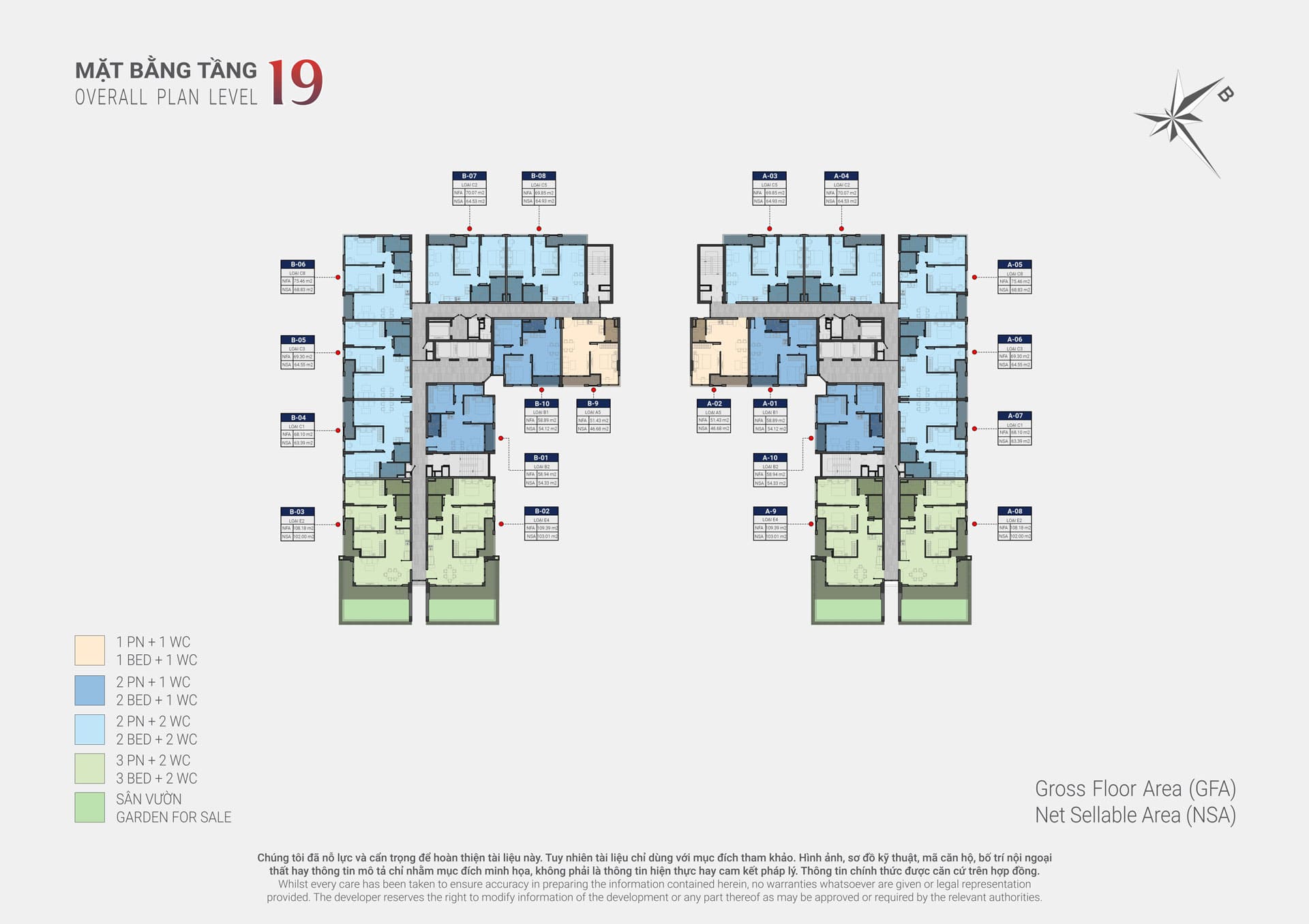 Mặt bằng căn hộ Happy One Sora – Layout 1PN, 2PN, 3PN