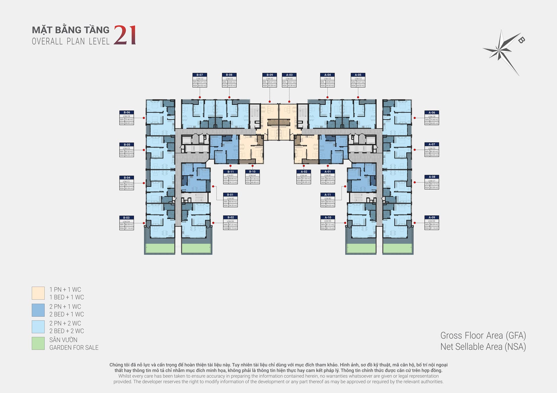 Mặt bằng căn hộ Happy One Sora – Layout 1PN, 2PN, 3PN