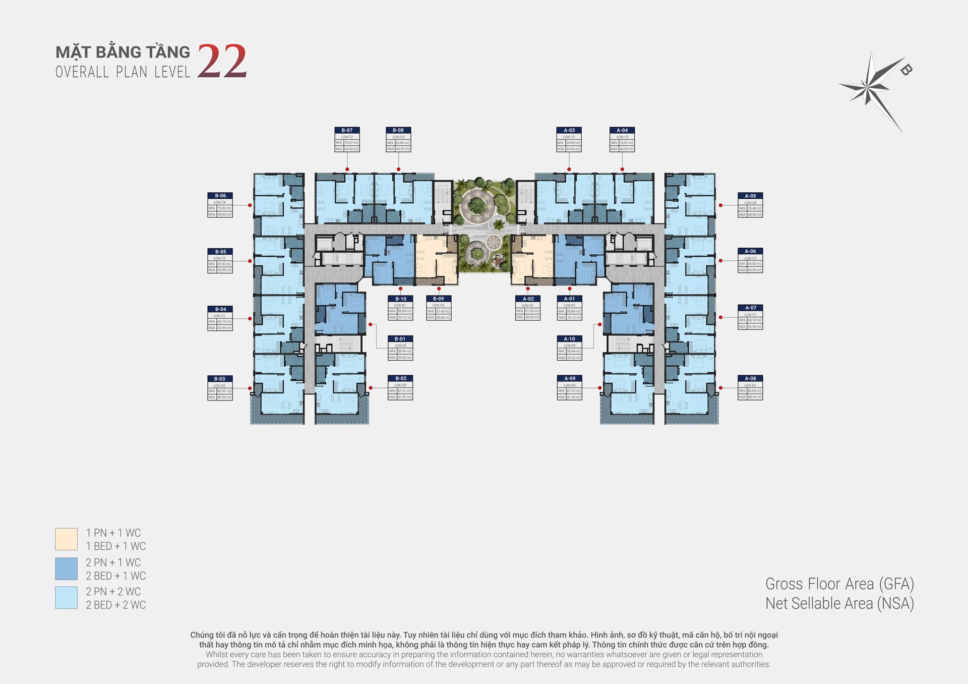 Mặt bằng căn hộ Happy One Sora – Layout 1PN, 2PN, 3PN