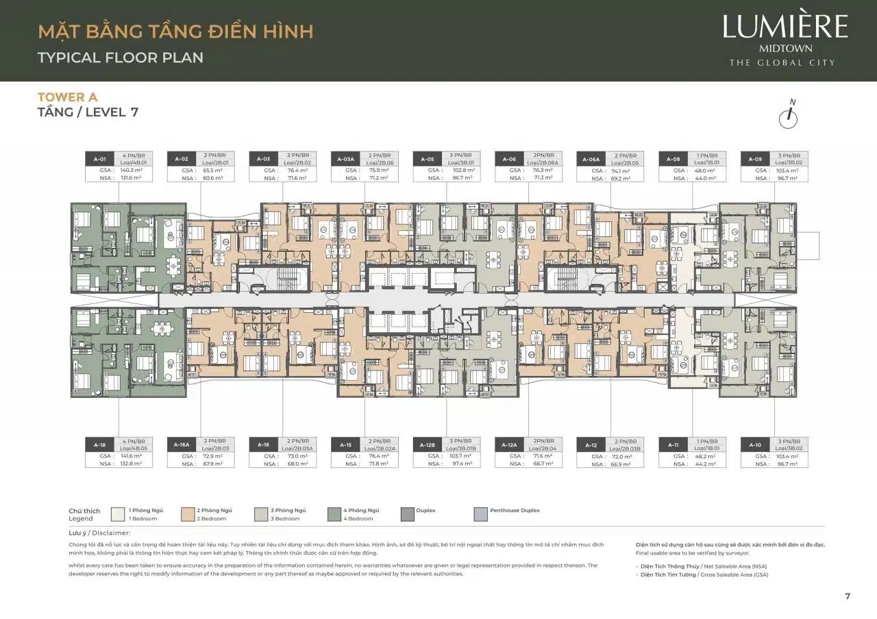 Mặt bằng căn hộ Lumiere Midtown: Layout và diện tích từng căn