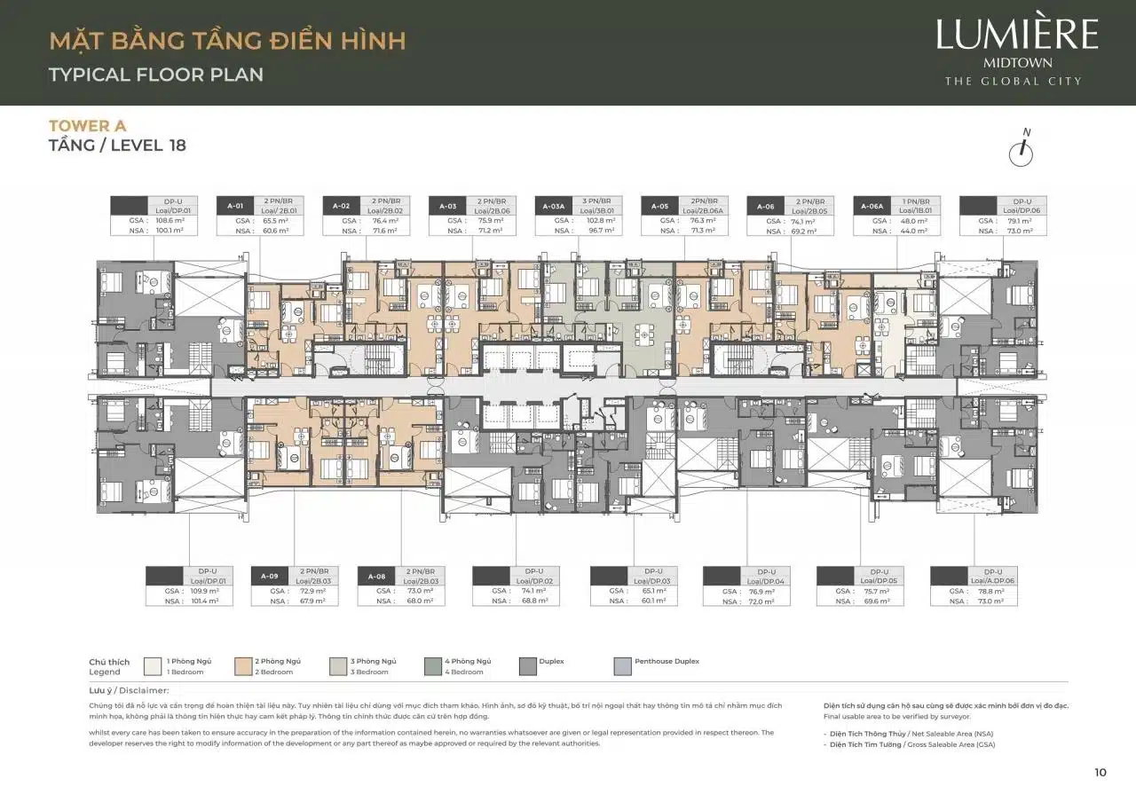 Mặt bằng căn hộ Lumiere Midtown: Layout và diện tích từng căn