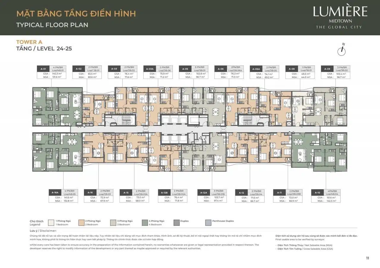 Mặt bằng căn hộ Lumiere Midtown: Layout và diện tích từng căn