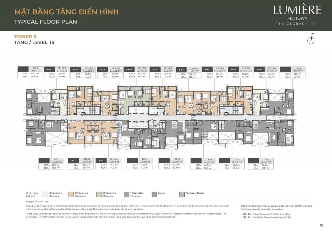 Mặt bằng căn hộ Lumiere Midtown: Layout và diện tích từng căn