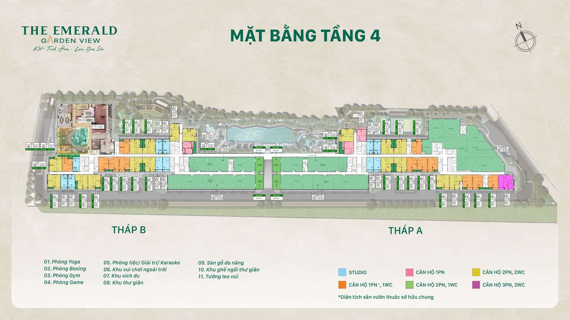 Mặt bằng căn hộ The Emerald Garden View: Layout và diện tích