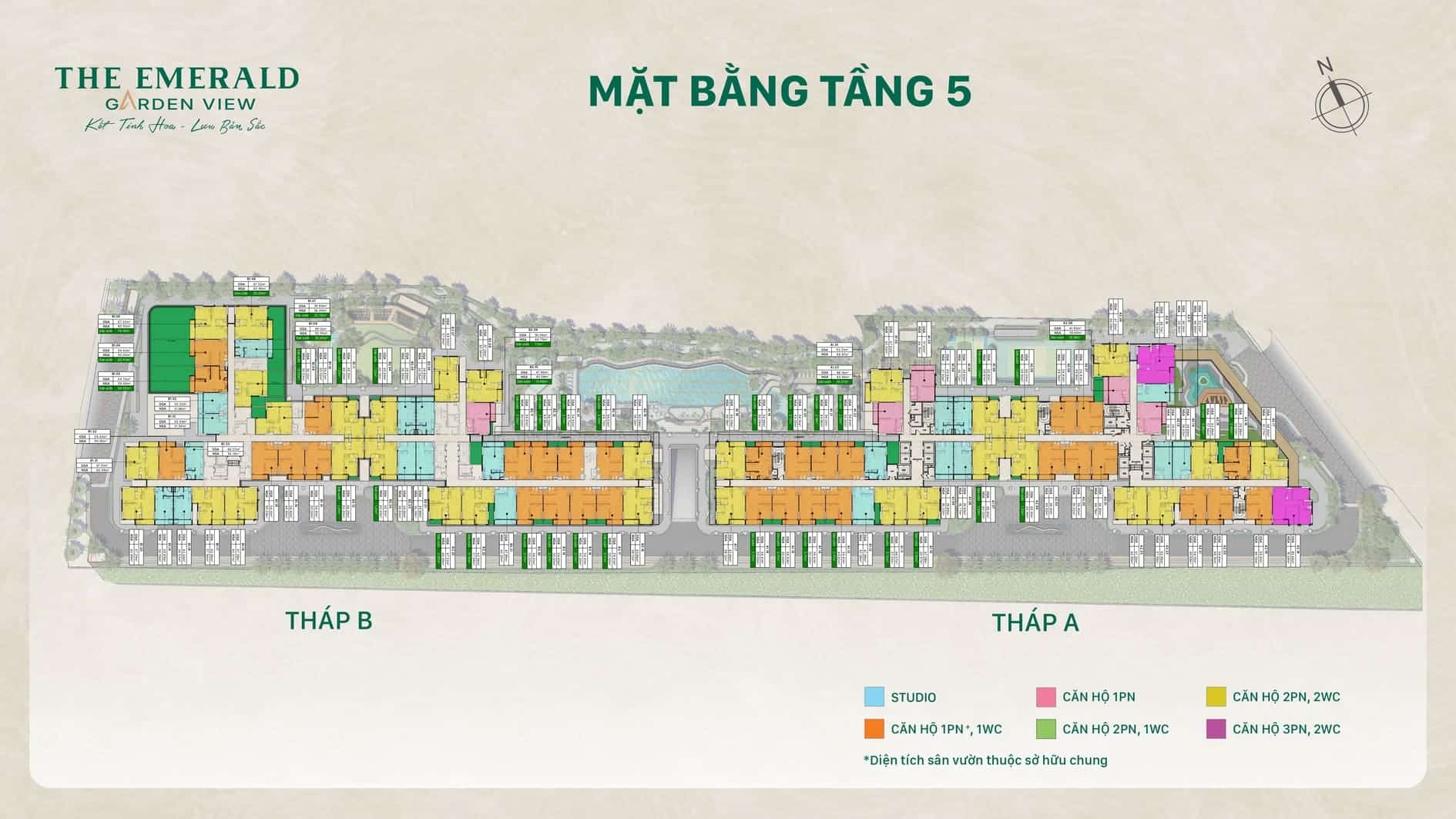 Mặt bằng căn hộ The Emerald Garden View: Layout và diện tích