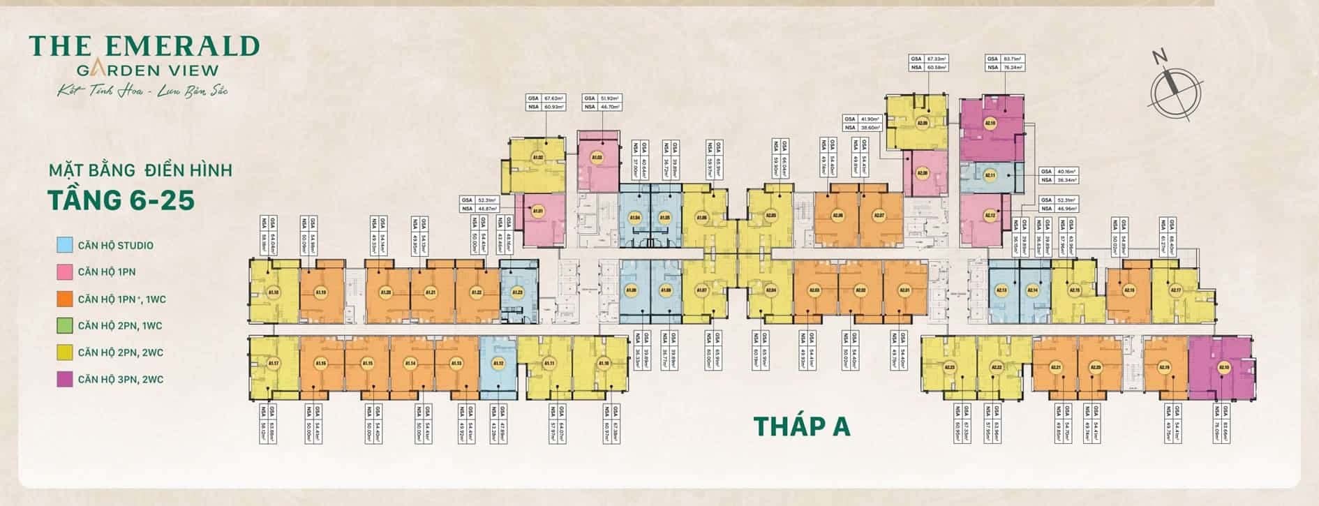 Mặt bằng căn hộ The Emerald Garden View: Layout và diện tích