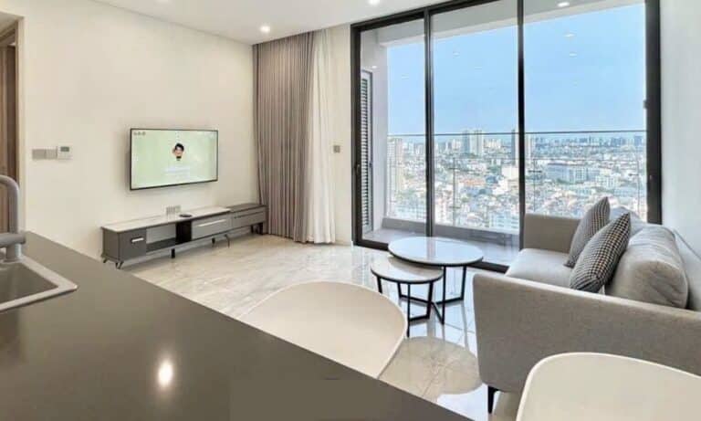 Thảo Điền Green cho thuê căn hộ 1 phòng ngủ có nội thất lầu cao view sông