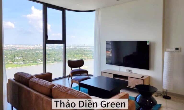 Thảo Điền Green cho thuê căn 3 phòng ngủ đủ nội thất lầu cao view sông