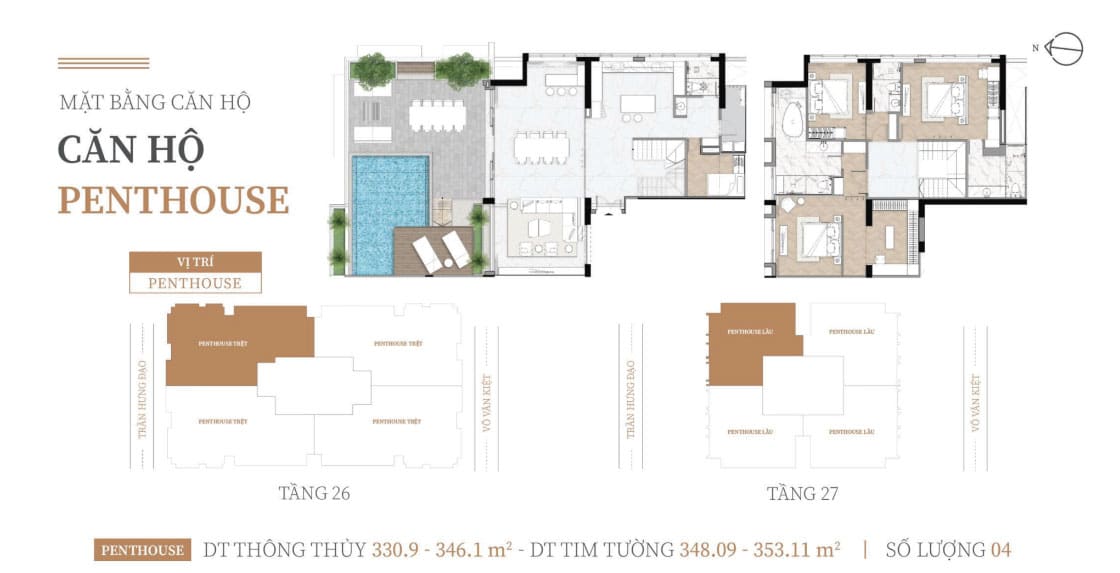Mặt bằng căn hộ Kiều By KITA – 2PN, 3PN, Duplex, Penthouse