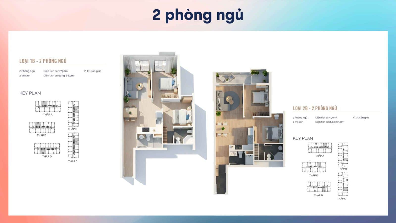 Mặt bằng căn hộ MT Eastmark City: Layout 1PN, 2PN, 3PN