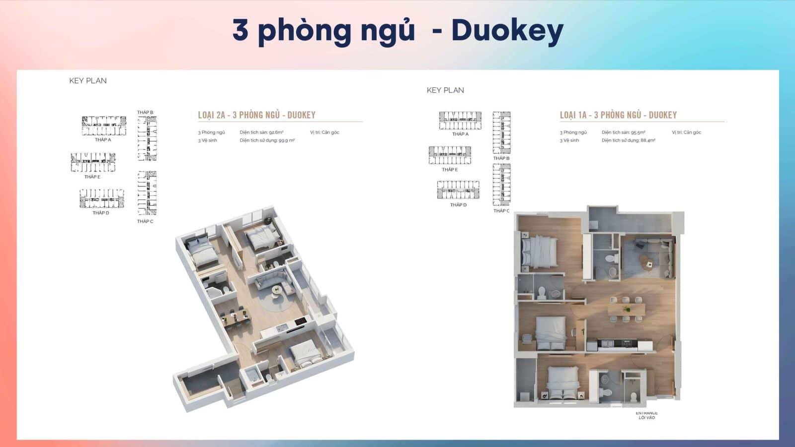 Mặt bằng căn hộ MT Eastmark City: Layout 1PN, 2PN, 3PN